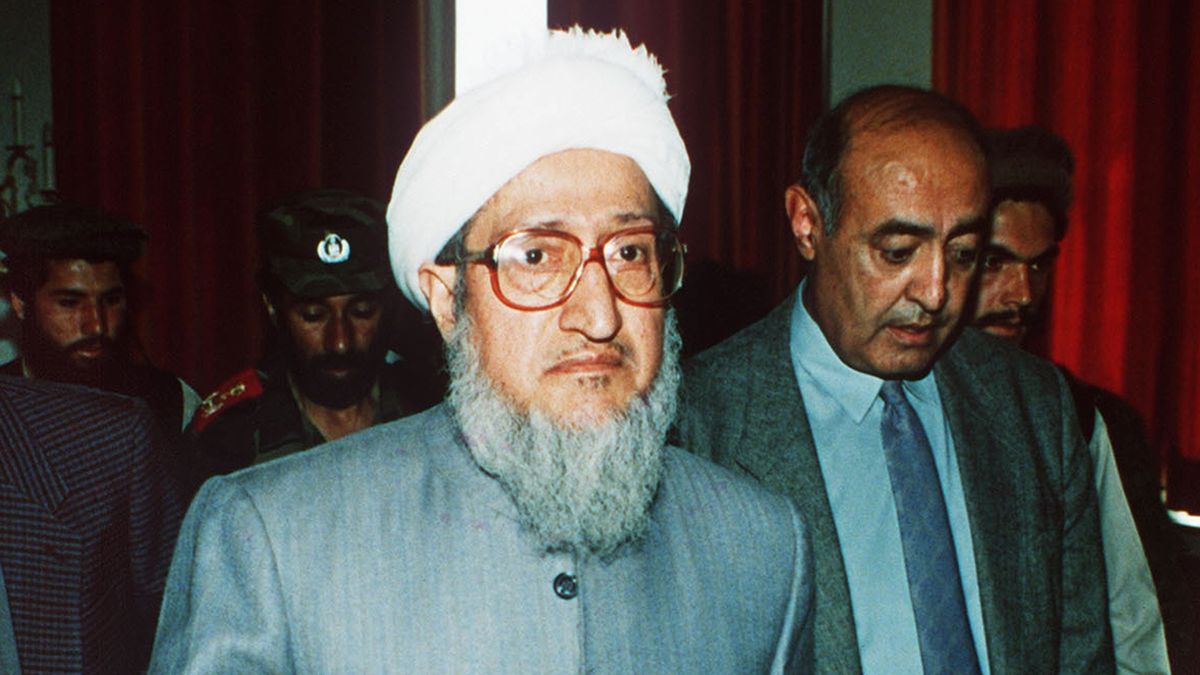 Bývalý afghánský prezident Sibghatulláh Mudžáddadí na snímku z roku 1992