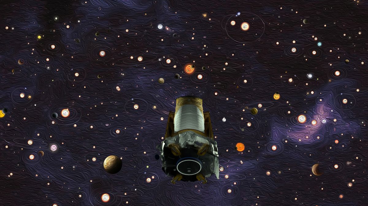 Ilustrace sondy Kepler s dalekohledem