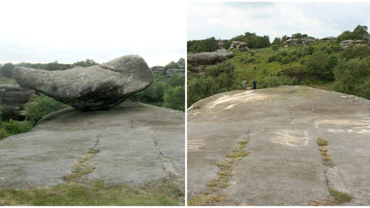 Fotografie před a po řádění vandalů