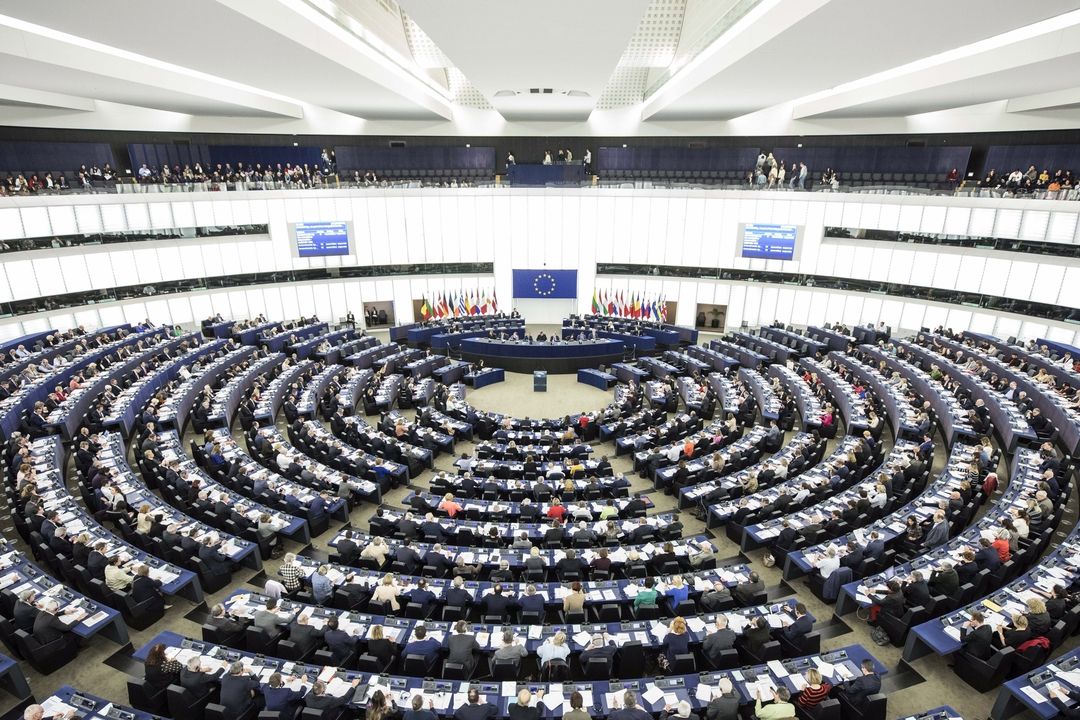Jednací sál Evropského parlamentu ve Štrasburku.
