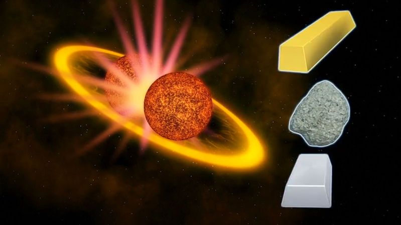 Vzácné kovy v naší sluneční soustavě vznikly srážkou neutronových hvězd.