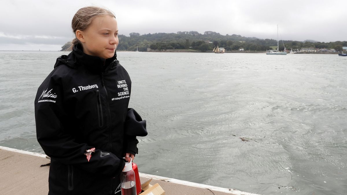 Greta Thunbergová před cestou do USA na speciální lodi Malizia (Ilustrační foto)