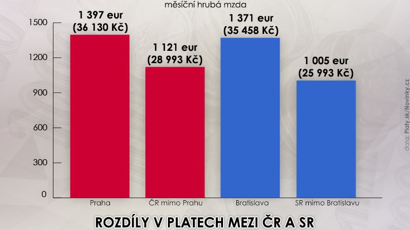 Rozdíly v platech mezi ČR a SR