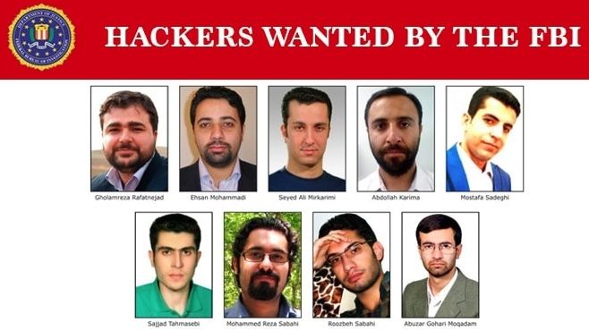 Skupina Íránců, které hledá FBI kvůli hackerským útokům.