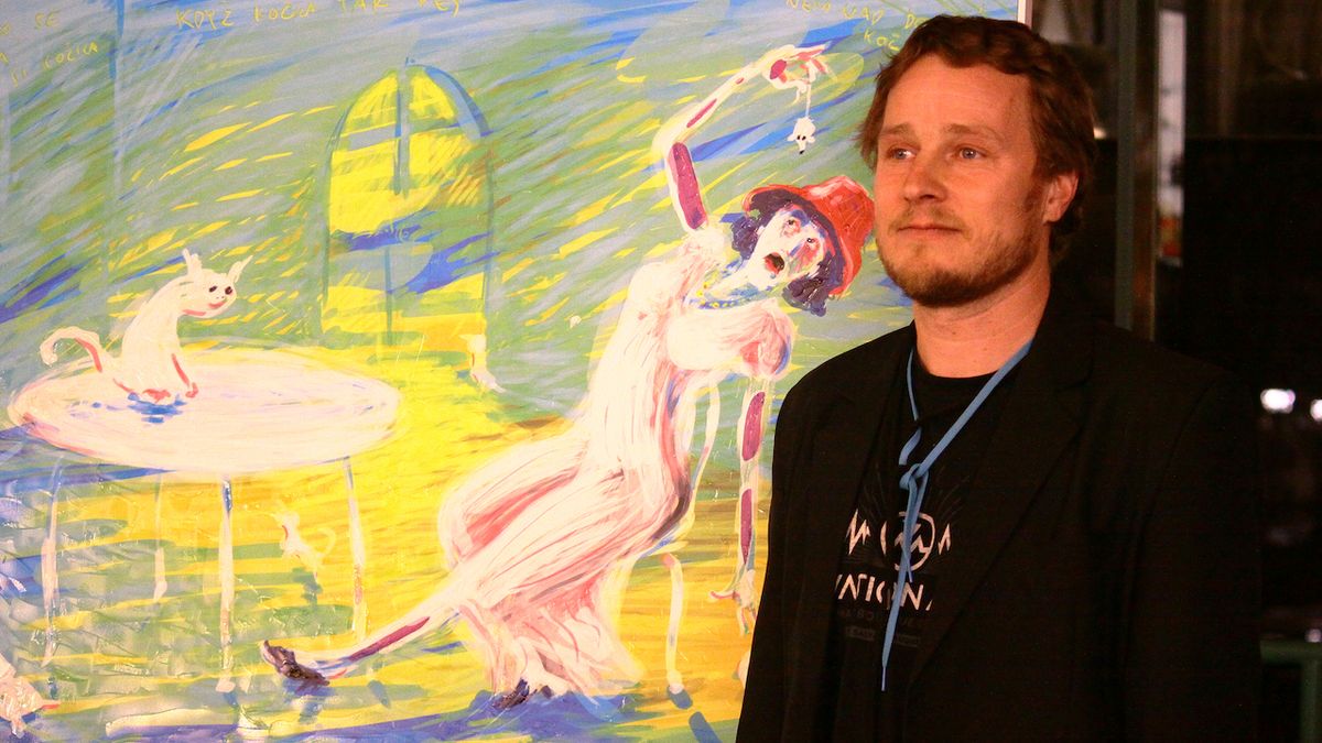 Honza Homola s obrazem Ester Kočičková.