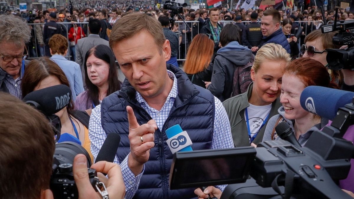 Protest proti blokování Telegramu v Moskvě, přišel i opoziční lídr Alexej Navalnyj