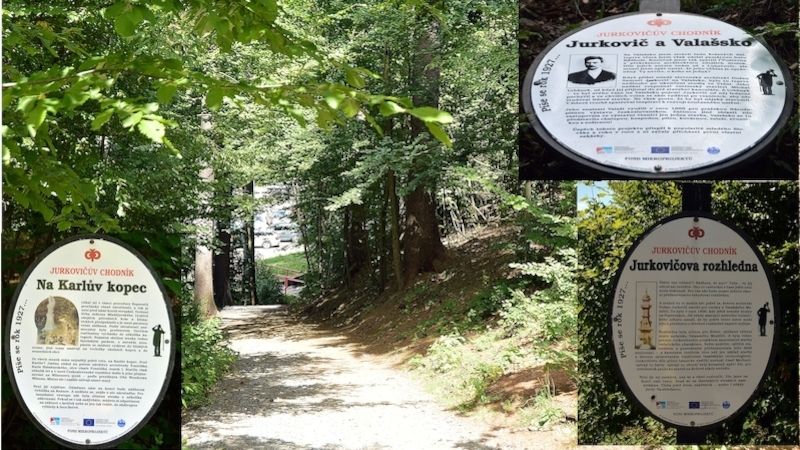 Jurkovičův chodník prochází lesem částečně po vrstevnici v délce 1 100 metrů. Jsou i zkratky, kolmo na vrstevnice.