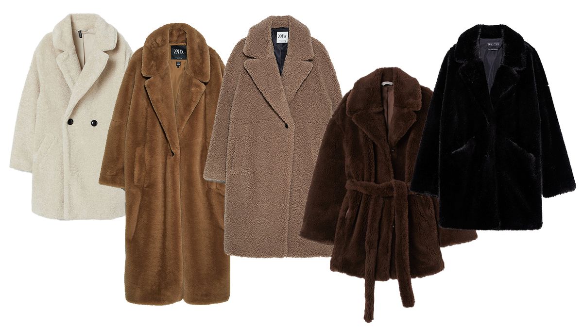 Zleva kabáty: H&M, 1799 Kč. Zara, 2299 Kč. Zara, 2599 Kč. H&M, 4499 Kč. Zara, 1999 Kč