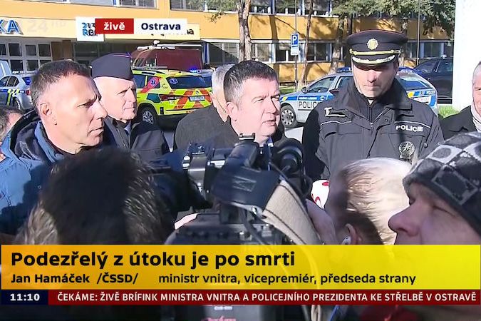 Ministr vnitra Jan Hamáček a ředitel krajské policie Tomáš Kužel o střelbě v Ostravě