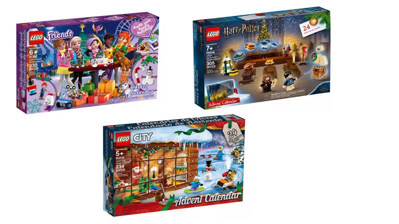 Adventní kalendář LEGO® Friends, 649 Kč; Adventní kalendář LEGO® Harry Potter™, 649 Kč, Adventní kalendář LEGO® City, 499 Kč