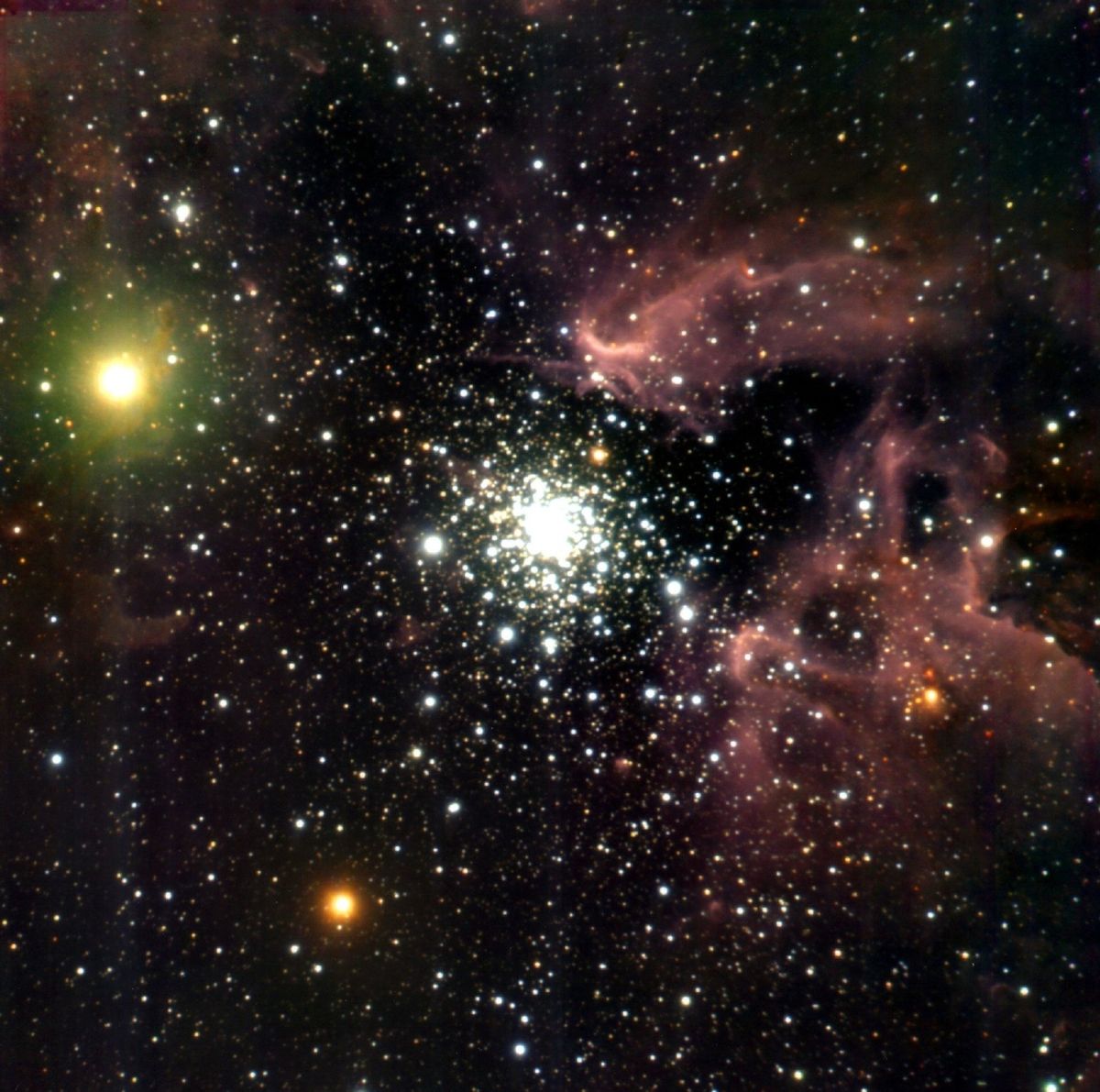 Na ilustračním snímku pořízeném teleskopem Evropské jižní observatoře (ESO) v Chile jsou stovky mladých hvězd v části Mléčné dráhy 20 000 světelných let od Země.
