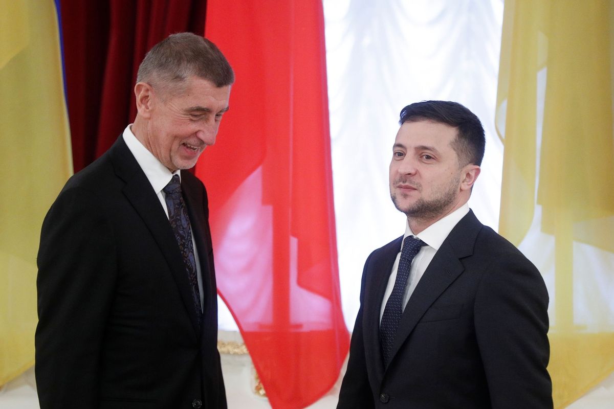 Ukrajinský prezident Volodymyra Zelenský s premiérem Andrejem Babišem (ANO)