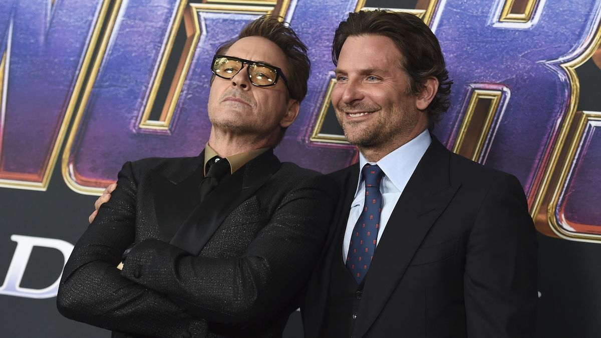 Herci Robert Downey Jr. a Bradley Cooper při dubnové premiéře filmu Avengers: Endgame.