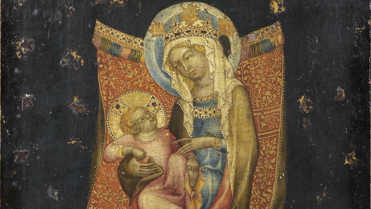Výjimečný středověký obraz nazvaný Trůnící Panna Marie s dítětem z dílny Mistra vyšebrodského oltáře se prodal za 158 milionu korun