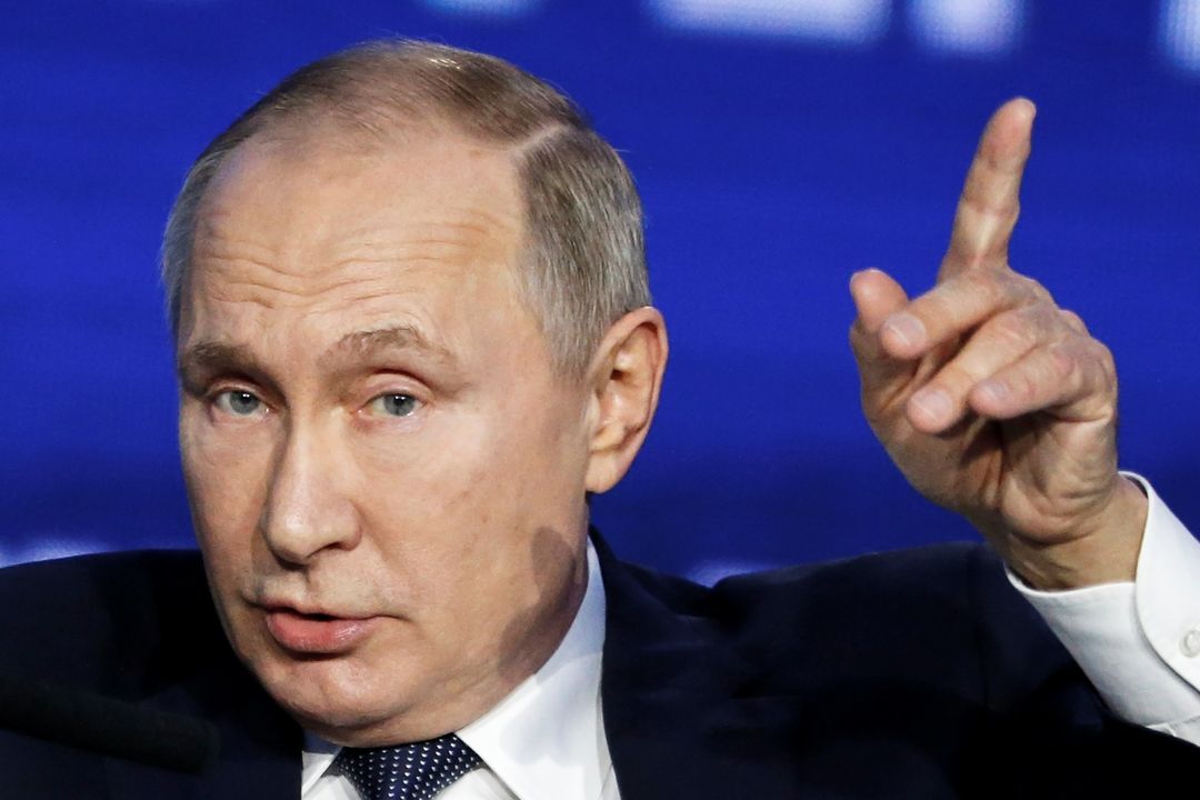 Ruský prezident Vladimir Putin při projevu na investičním fóru v Moskvě