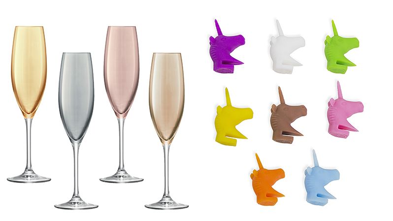 Během oslav se snadno stane, že si zapomenete skleničku. Abyste si byli jisti, že je to ta vaše, volte sklenice různých barev nebo rozlišovače.