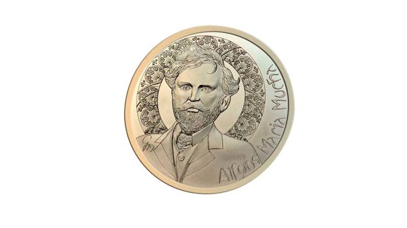 Medaile z kolekce vytvořené k výročí Alfonse Muchy