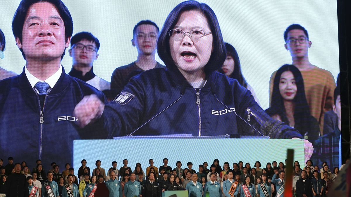 Tchajwanská prezidentka Cchaj Jing-wen na mítinku v Tchaj-peji