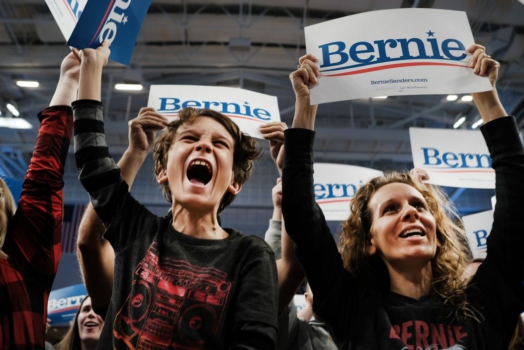 Podporovatelé prezidentského kandidáta Bernieho Sanderse, únor 2020, Jižní Karolína, USA