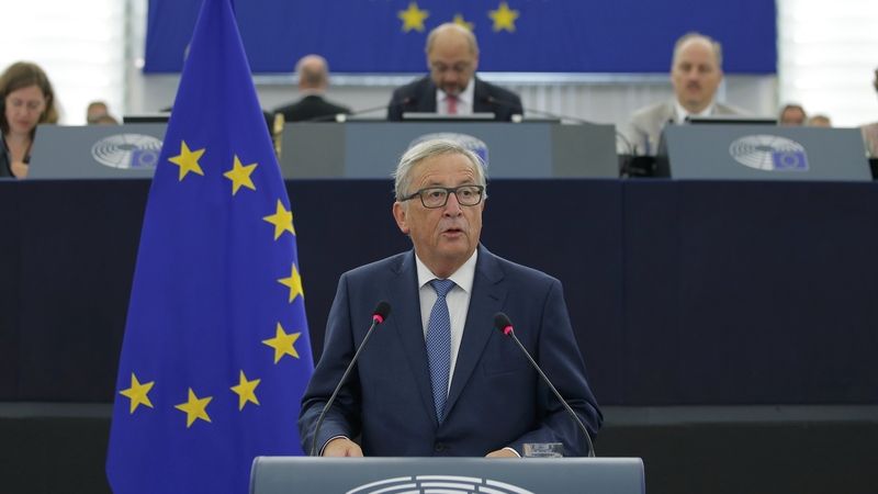 Předseda Evropské komise Jean-Claude Juncker při projevu ve Štrasburku 
