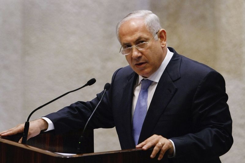 Designovaná izraelský premiér Benjamin netanjahu mluví ke Knesetu před hlasováním o důvěře nové vládě.