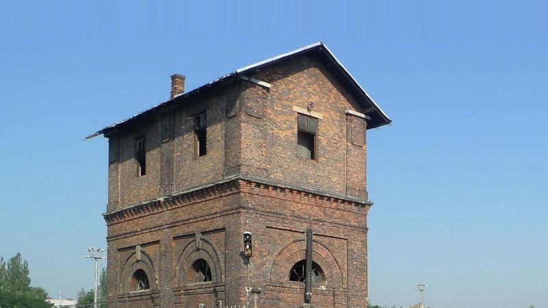 Ostrava, dvojitý věžový vodojem v areálu bývalé výtopny Báňské dráhy 