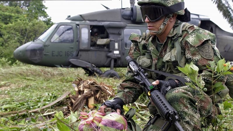 Kolumbijská armáda v boji proti rebelům