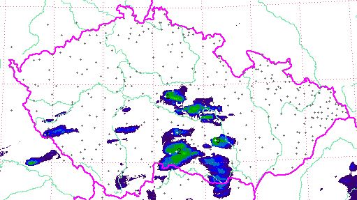 10. března v 15:00 přišly do Česka první jarní bouřky. Dokazuje to i snímek z webu Českého meteorologického ústavu.