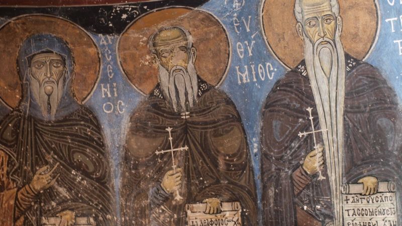Jeskyni svatého Neophyta vymaloval Theodor Abseodés, nejlepší byzantský malíř, ikonami. Nejedná se o fresky, neboť ty se malují na vlhkém podkladu.
