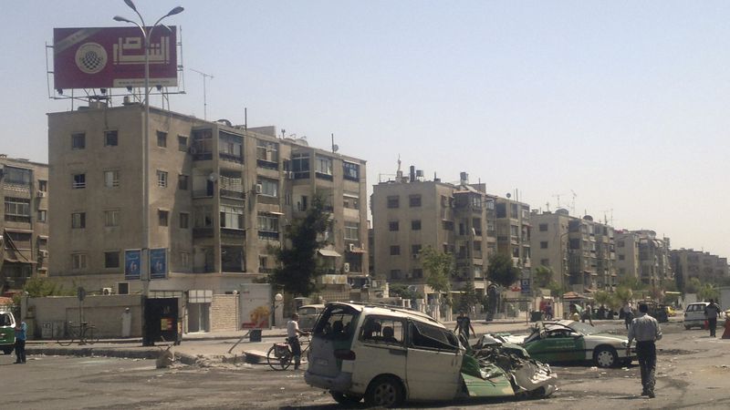 Následky bojů na předměstí Damašku