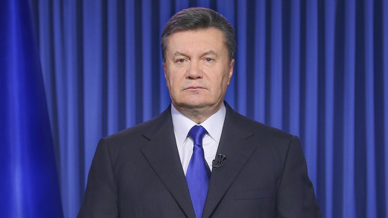 Ukrajinský prezident Viktor Janukovyč v televizi při projevu k národu