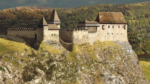 Tak zřejmě vypadal Pořešín v roce 1420. Z mohutného hradu, který nechal rozbořit v 15. století sám jeho majitel Oldřich z Rožmberka v průběhu husitských válek, zůstala ale jen torza jižního paláce, druhé brány a plášťové hradby.