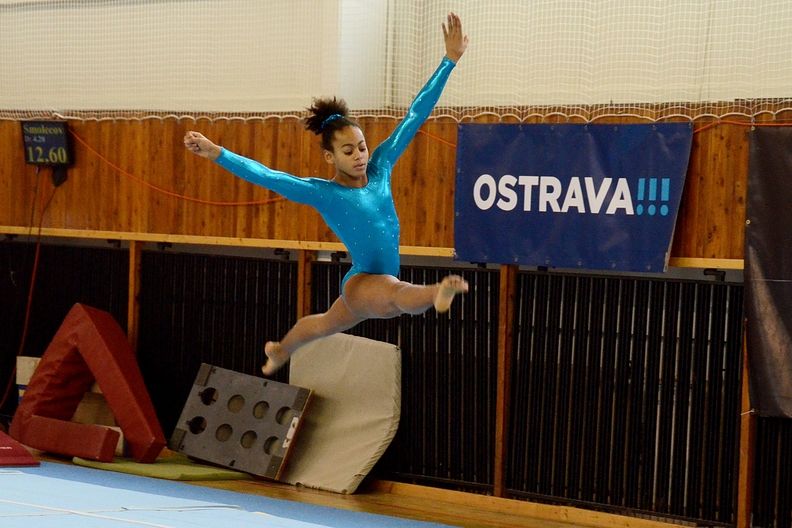 Vítkovice Cup 2014 ve sportovní gymnastice. Ostrava 18.10.2014: Jessop Ella Ross - Ladywell Gymnstic Club. Prostná