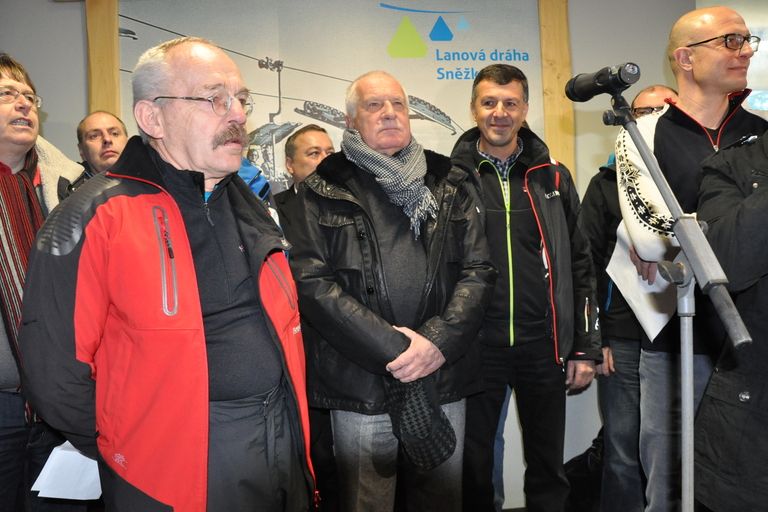Václav Klaus na otevření nové lanovky na Sněžku