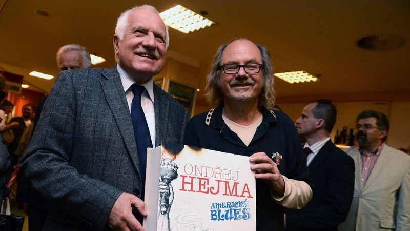 Ondřej Hejma představil svoji knihu Americký blues za účasti kmotra knihy, bývalého prezidenta Václava Klause.
