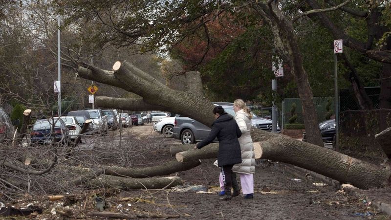 Následky bouře v Sandy Beach v New Yorku