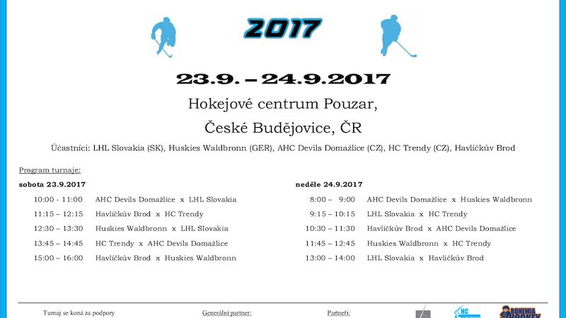 Bohemia Hockey Cup 2017, leták.