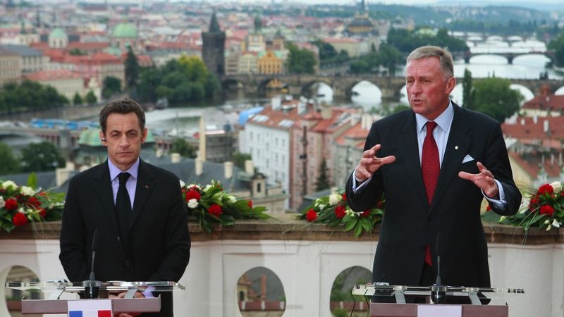 A Sarkozy s Topolánkem v Praze