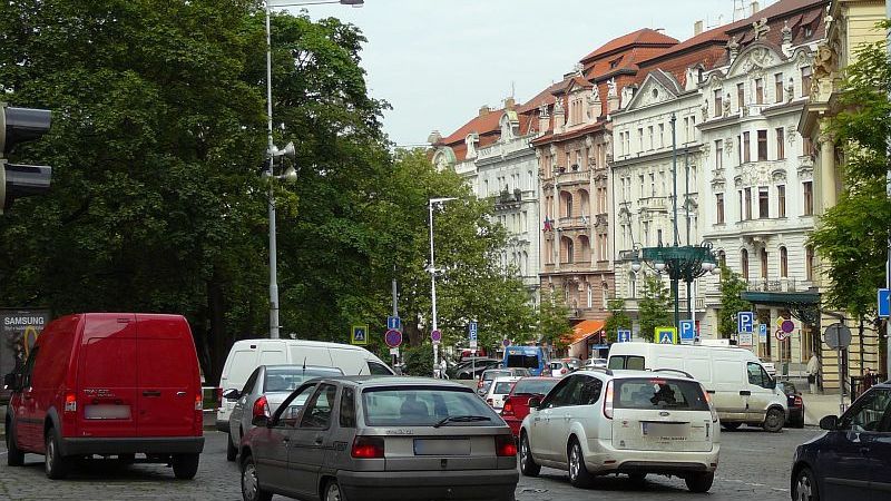 Zablokované centrum Prahy.