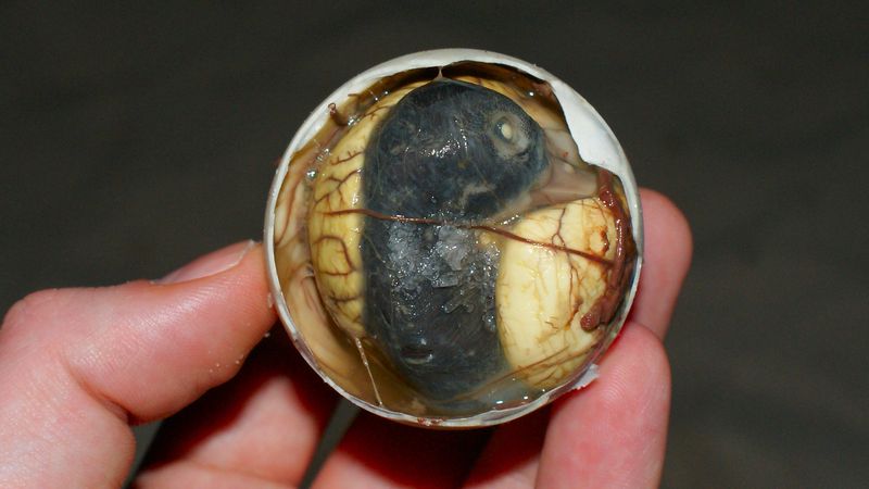 Kambodžané tvrdí, že nevylíhlé kachní embryo v syrovém stavu (balut) chutná lépe než pečená kachna se zelím. Asi bychom s nimi dokázali polemizovat.