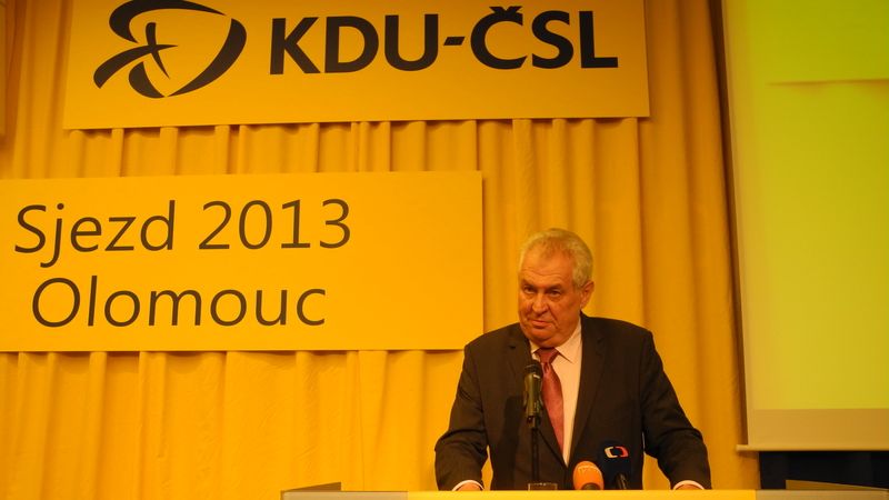Prezident Miloš Zeman na sobotním sjezdu KDU-ČSL