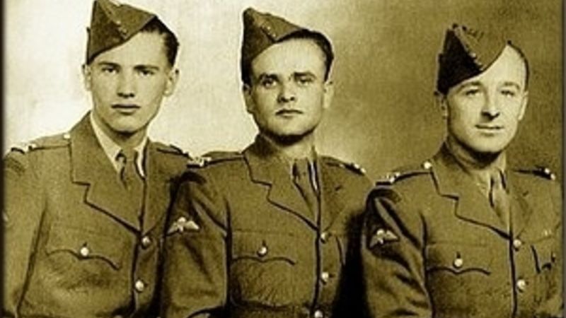 Členové skupiny Clay-Eva:zleva radista Čestmír Šikola,šifrant Jiří Štokman a velitel Antonín Bartoš