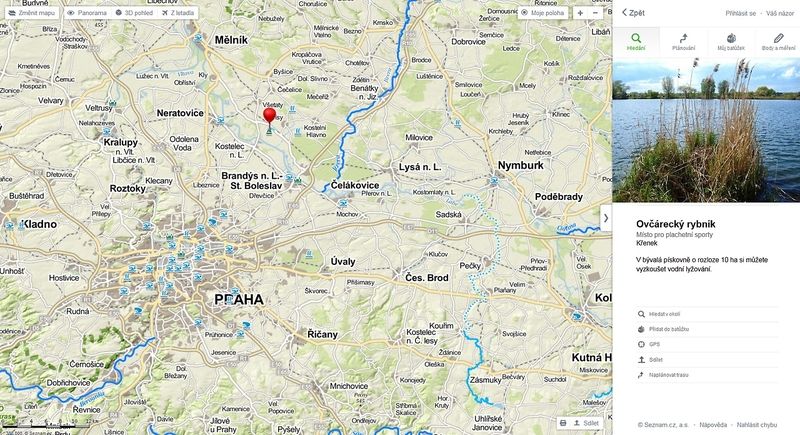 Do beta verze Mapy.cz doplněn i nový letní mapový podklad nabízející podrobné informace pro milovníky vodních sportů.