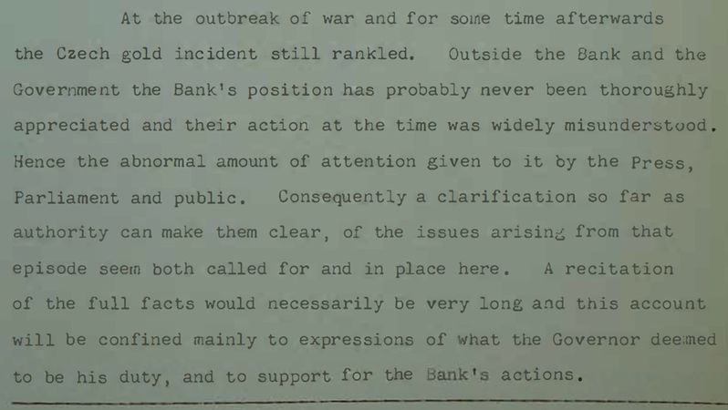 Úryvek z dokumentu zveřejněného britskou centrální bankou