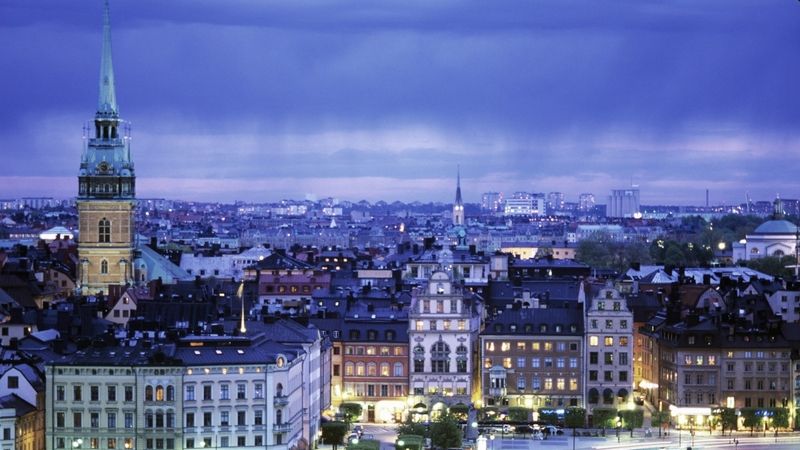Pohled na zimní Stockholm