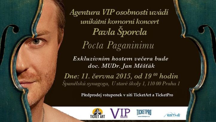 Na ojediněném koncertě vystoupí houslista Pavel Šporcl, hostem bude plastický chirurg Jan Měšťák.