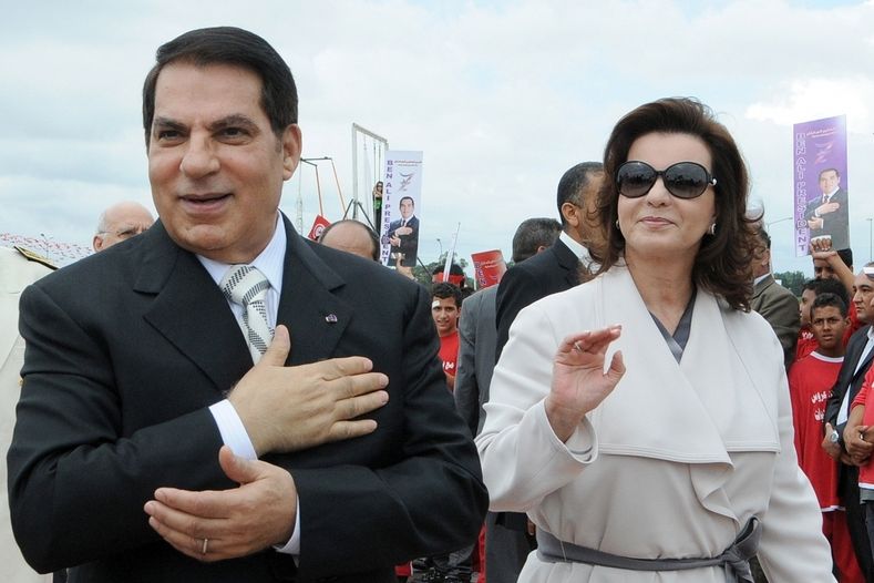 Uprchlý tuniský prezident Zín Abidín bin Alí s manželkou Lajlou