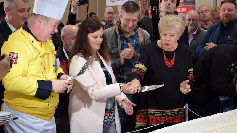 Prvním zakrojením do rekordního dortu zahájila v pátek jihočeská hejtmanka Ivana Stráská letošní ročník Travelfestu na českobudějovickém výstavišti.