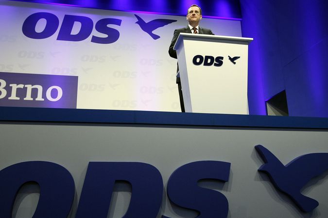Předseda strany Petr Nečas vystoupil s úvodním projevem na volebním kongresu ODS, který se konal 3. listopadu 2012 v Brně.