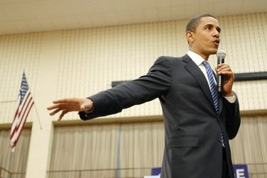 Barack Obama odpovídá na dotazy na mítinku v Readingu